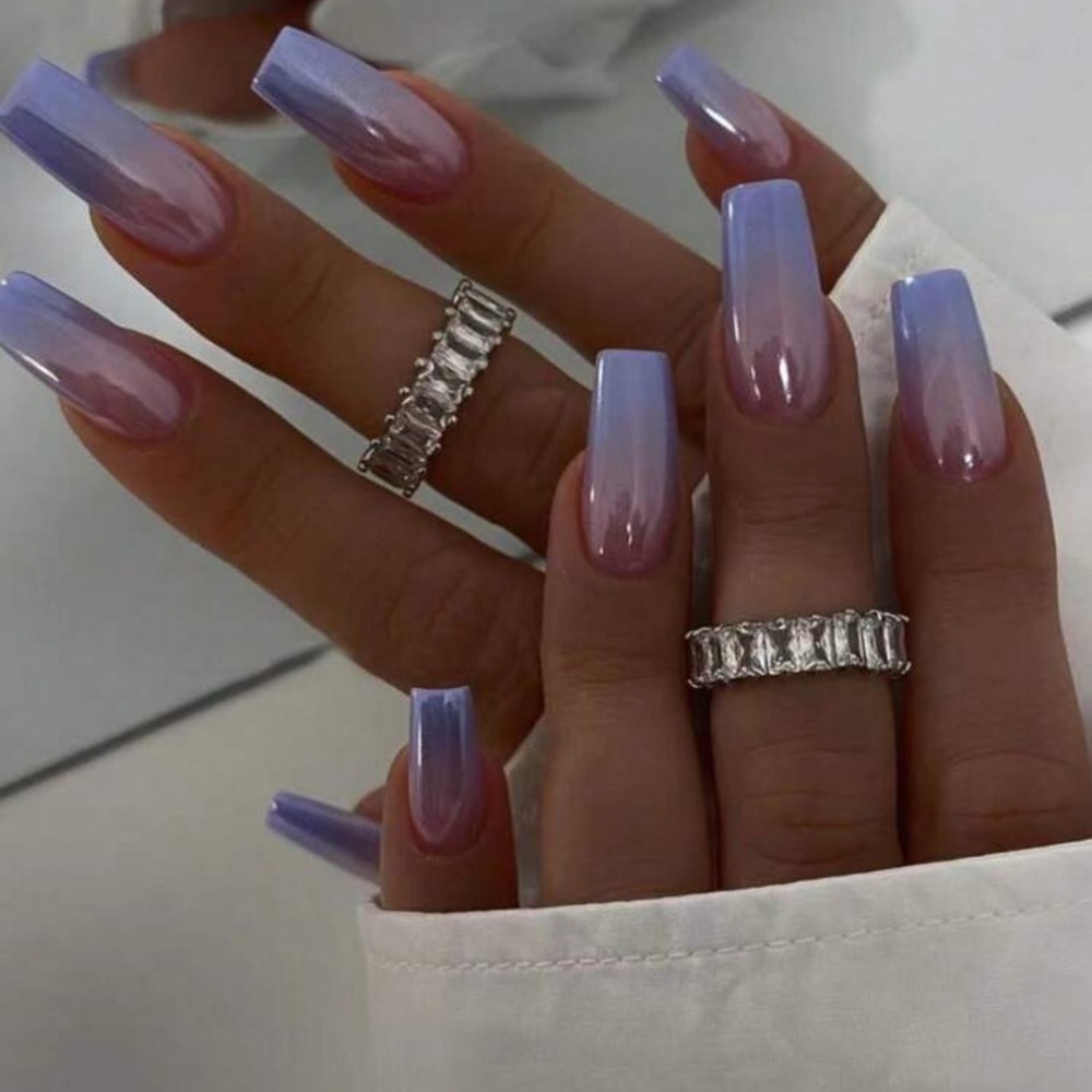 24pcs Medium Square Minimalist Rose Gradient French Full Cover False Nail
